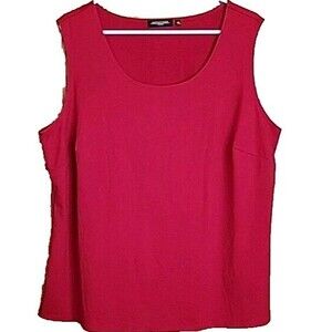 Notations Womens Tank Top Shell Sleeveless 2X Red Stretch Side Split Solid